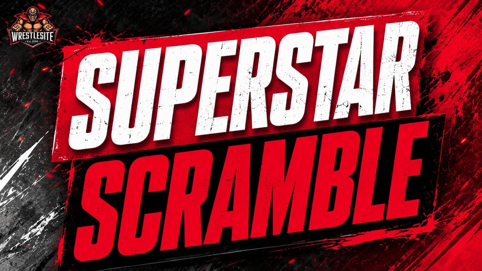 WWE gaming imagery featuring wrestling video game branding and Superstar Scramble trademark speculation