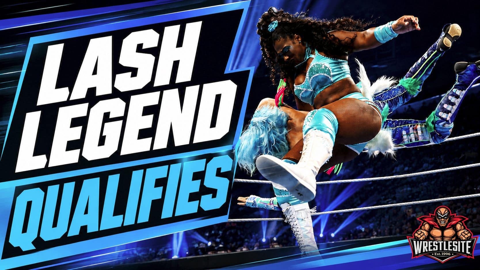 Lash Legend celebrates after defeating Giulia to qualify for the Interim WWE Women’s Championship Ladder Match at SummerSlam