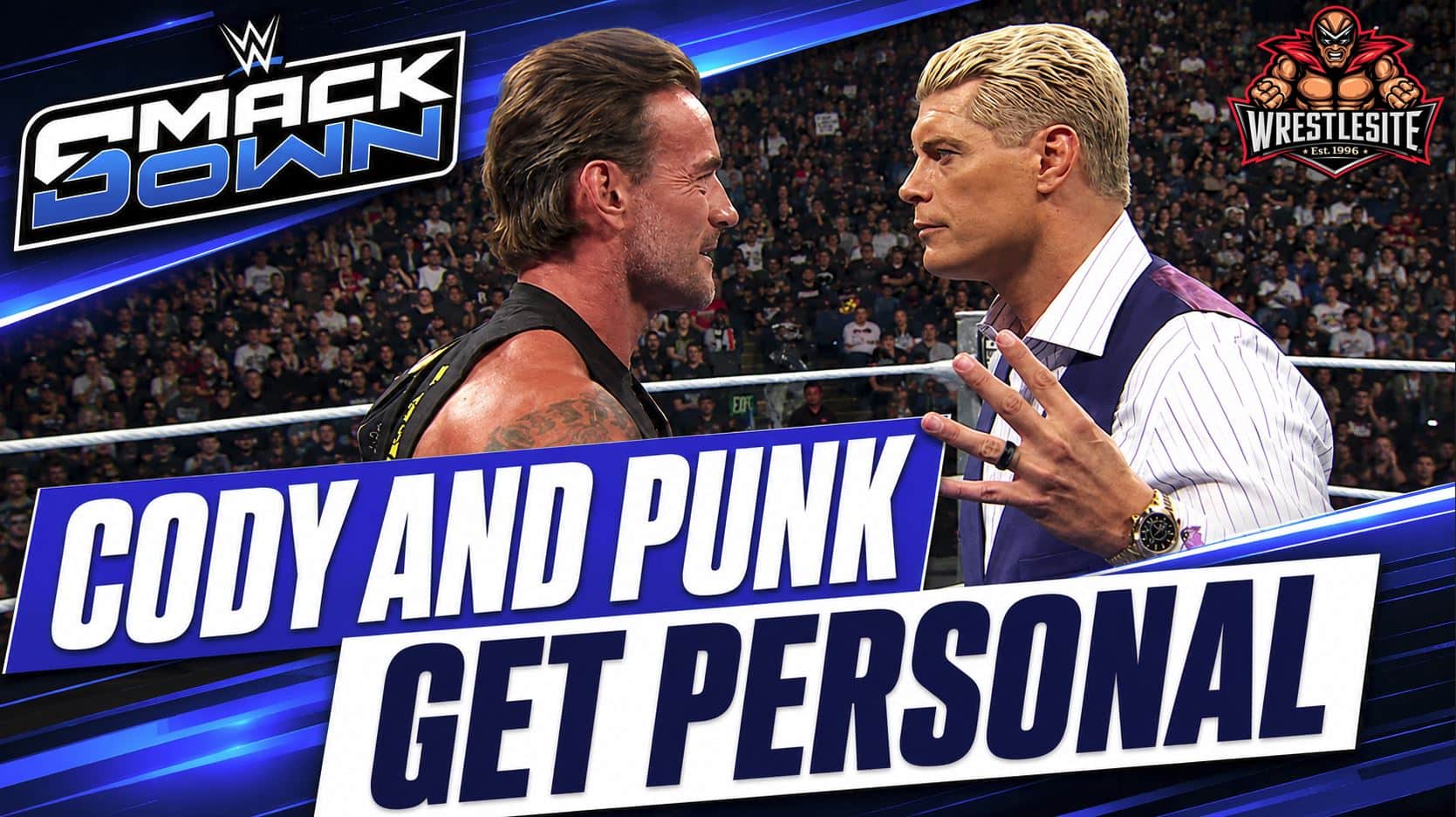 Cody Rhodes and CM Punk exchange personal words before their WWE Championship match at SummerSlam