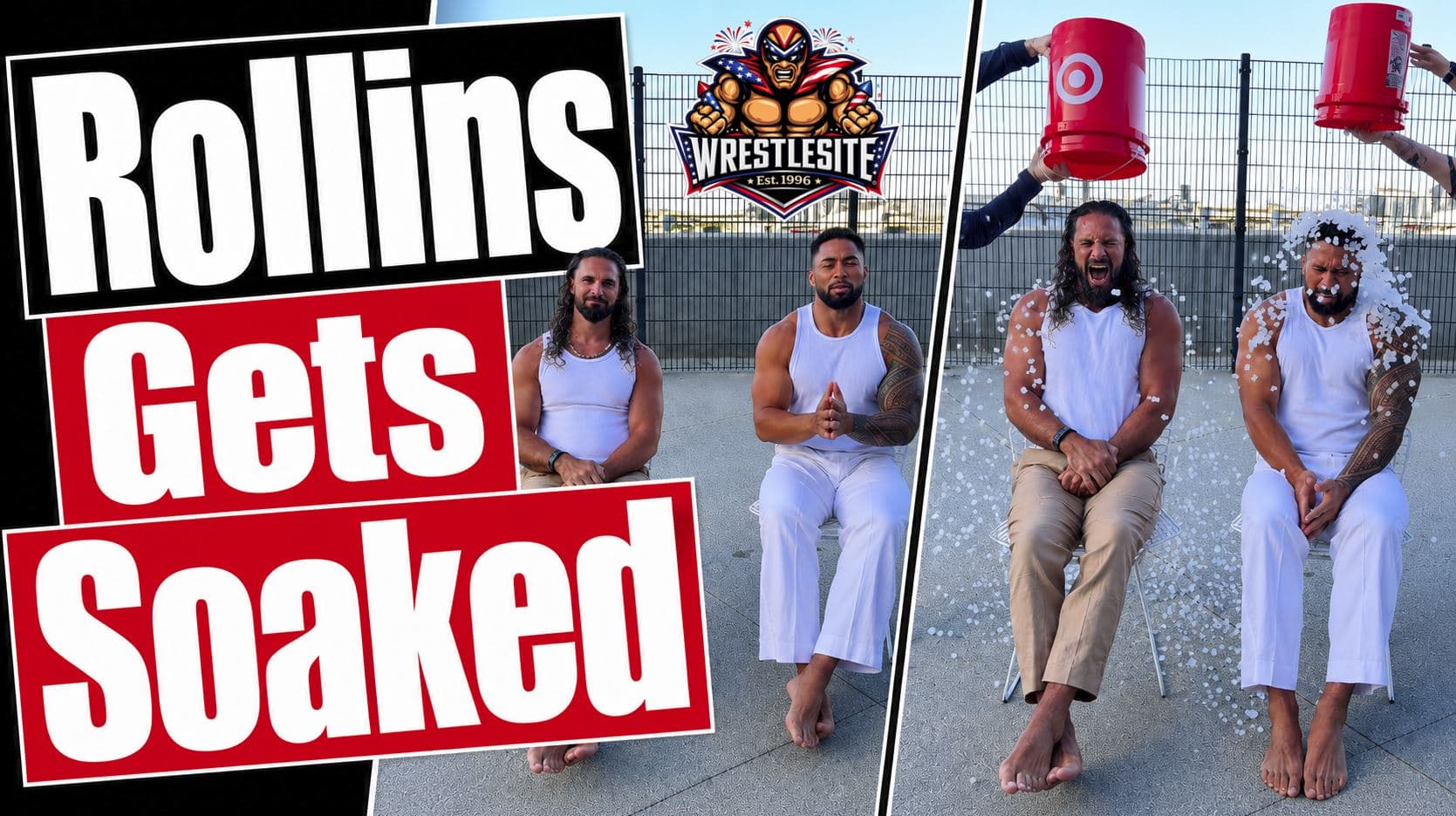 Seth Rollins and Manti Te’o take the ALS Ice Bucket Challenge together for Chris Johnson