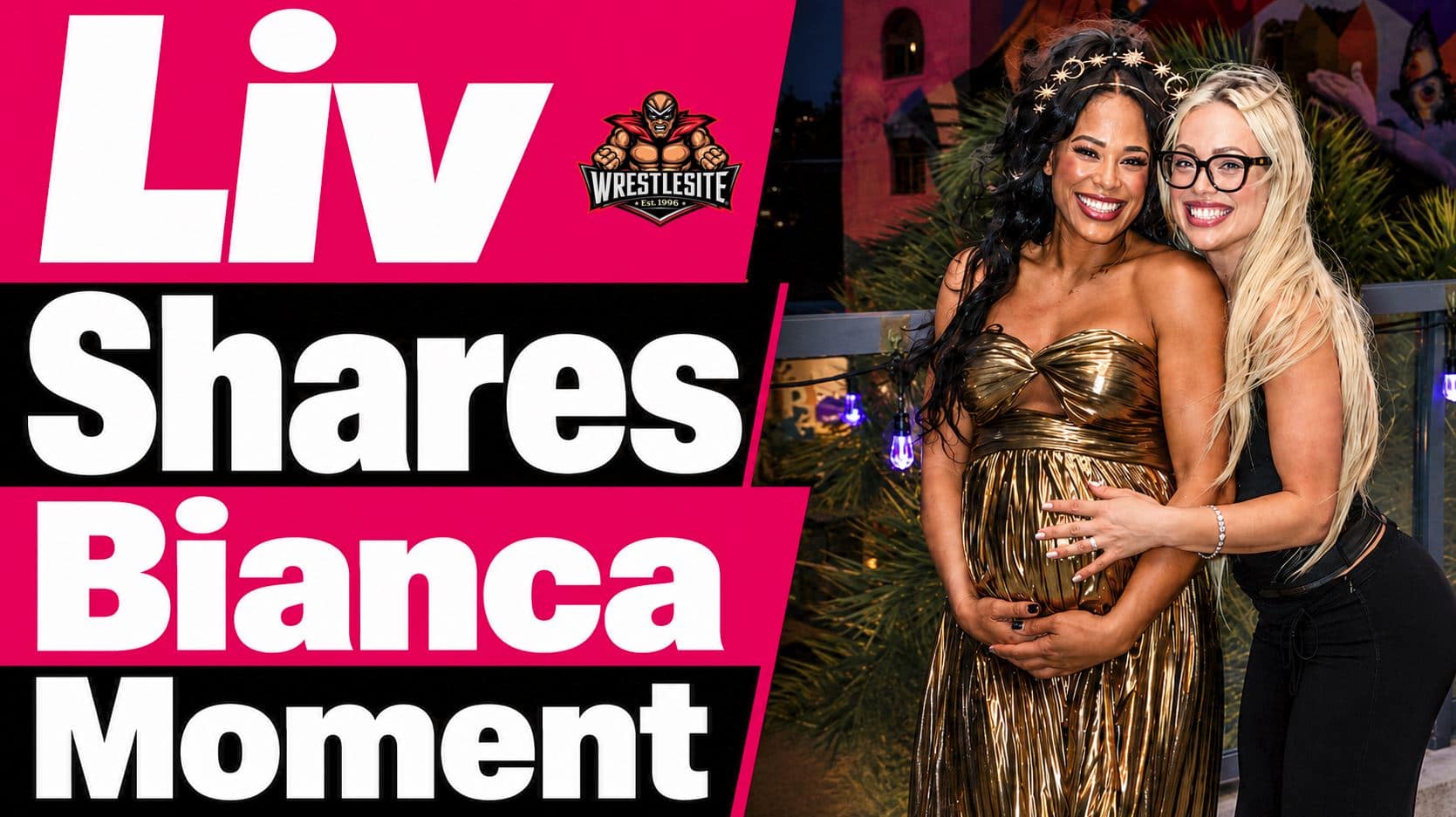 Liv Morgan poses with pregnant Bianca Belair during a rare off-character WWE social media moment