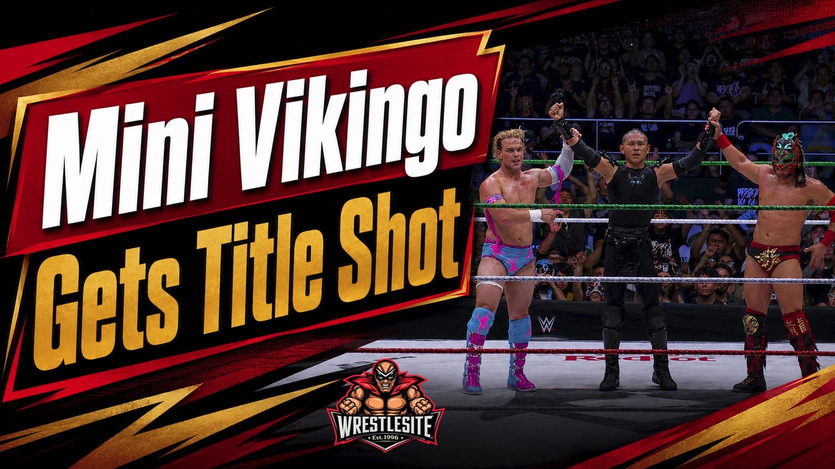 Mini Vikingo hits Jack Cartwheel with 630 splash during AAA Cruiserweight Championship contender match