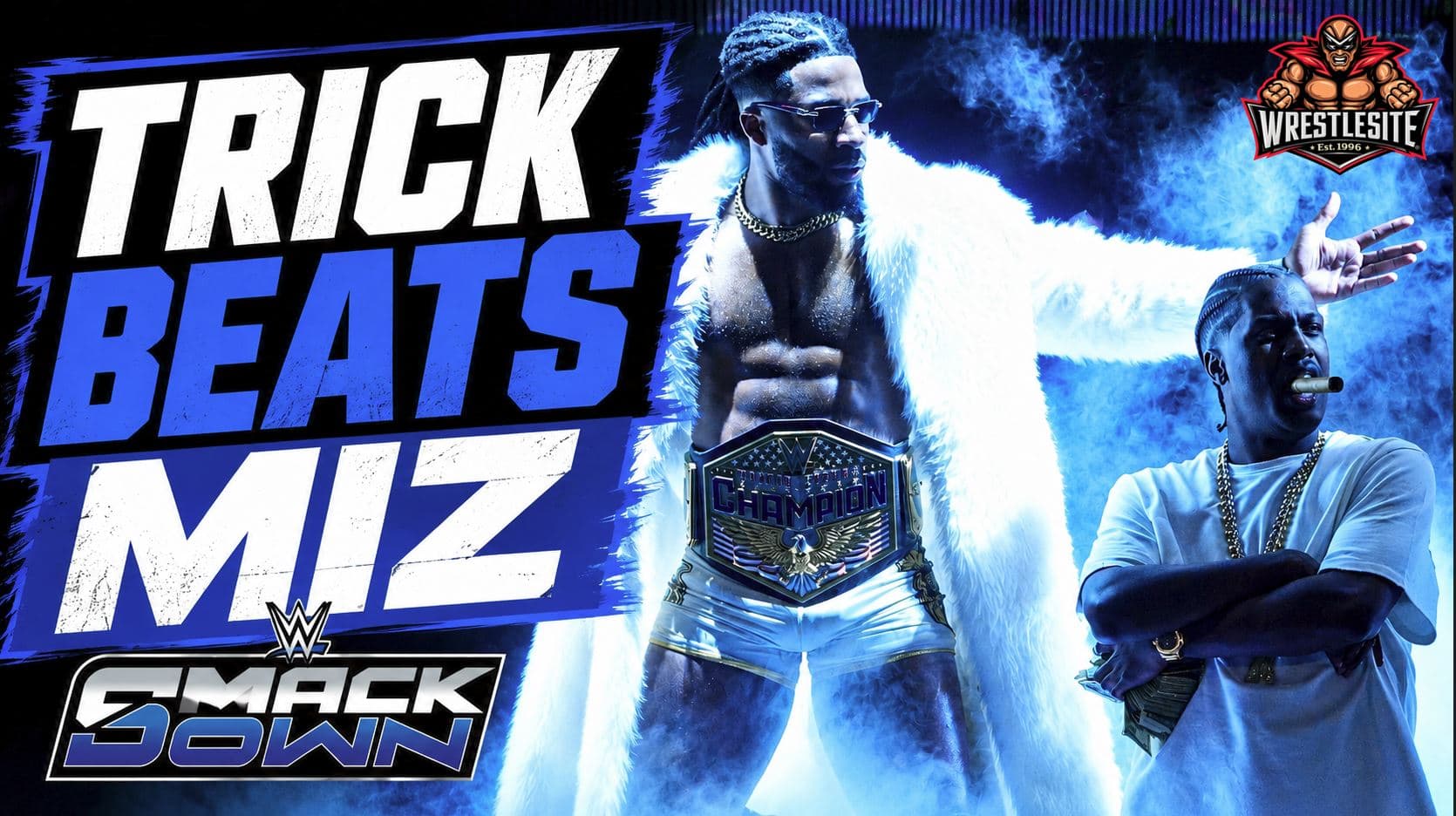 Trick Williams hits The Miz with the Trick Shot during a non-title match on WWE SmackDown