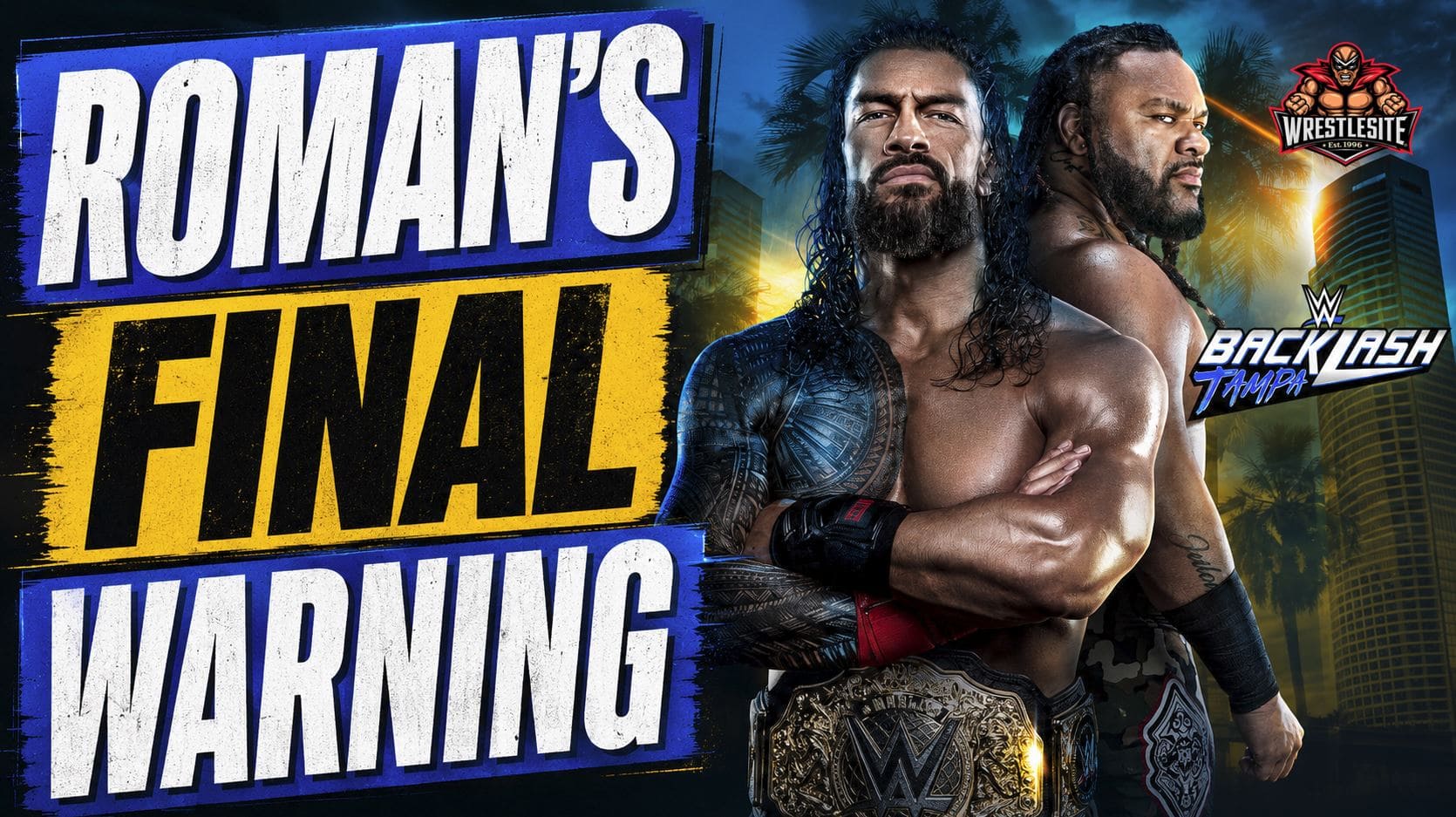 Roman Reigns staring down Jacob Fatu ahead of their WWE Backlash World Heavyweight Championship showdown
