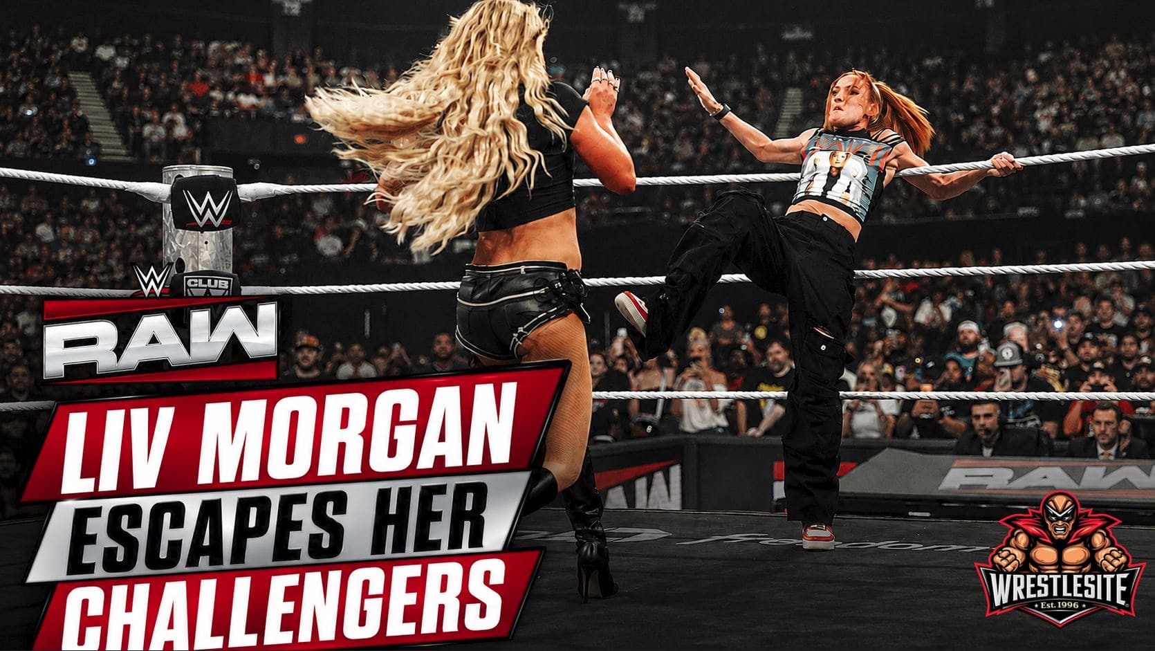 Liv Morgan attacks Becky Lynch during her confrontation with Stephanie Vaquer on the August 10 episode of WWE RAW
