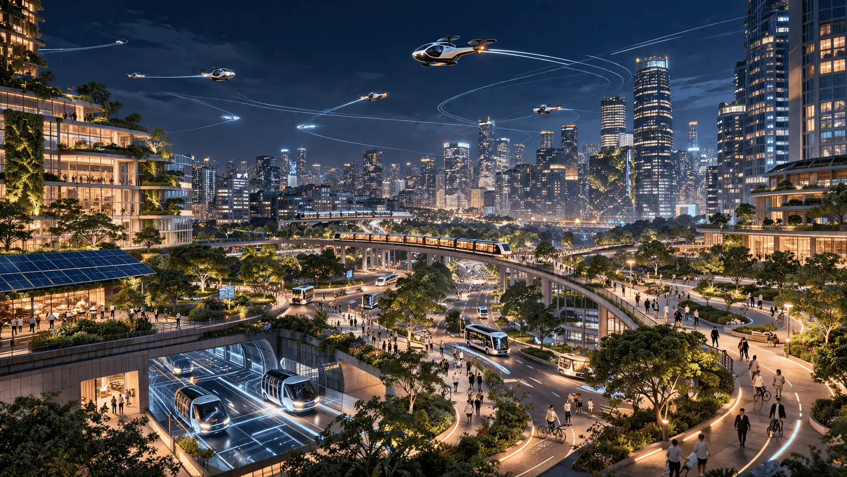 Манифест движения: ИИ изображения города будущего