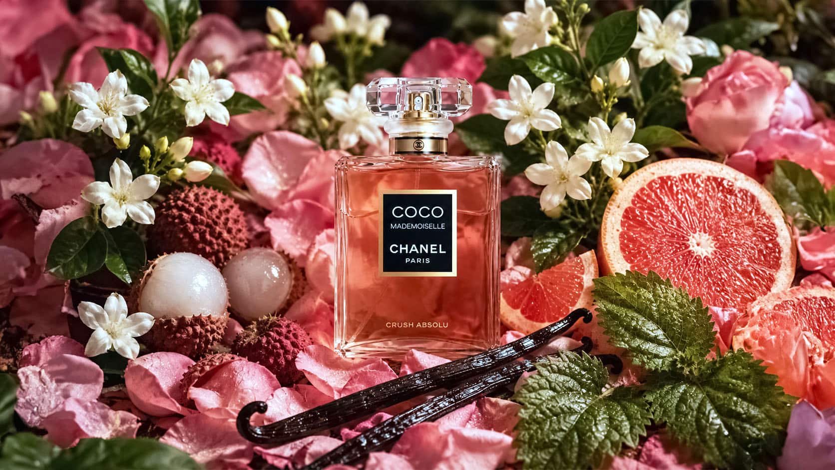 Chanel Coco Mademoiselle Crush Absolu Eau de Parfum with lychee, grapefruit, rose, jasmine and vanilla