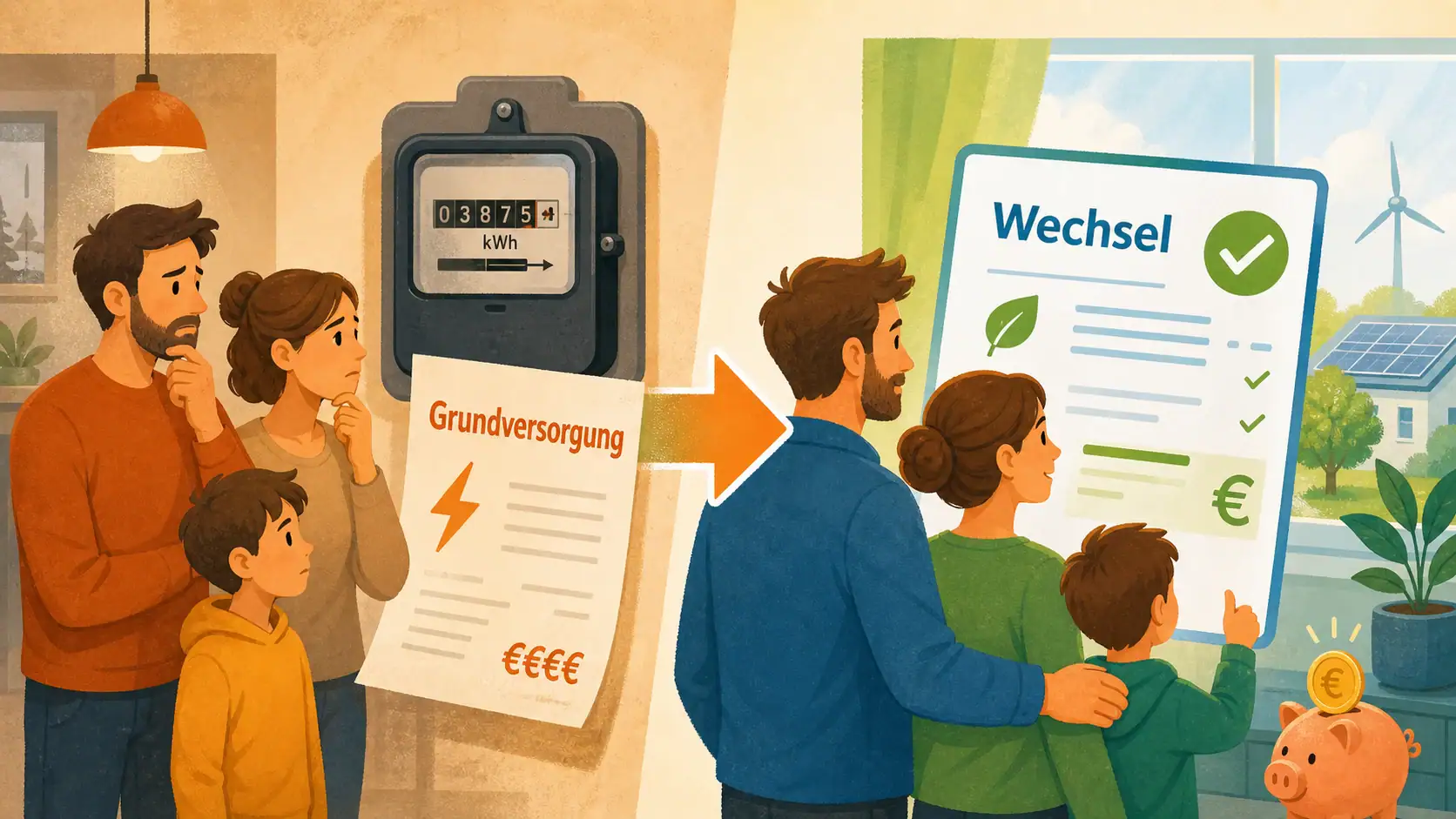 aus grundversorgung raus so geht es — Wechselpfad mit Stromzähler
