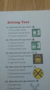class B theory test breakdown with 20 basic questions and 10 car specific