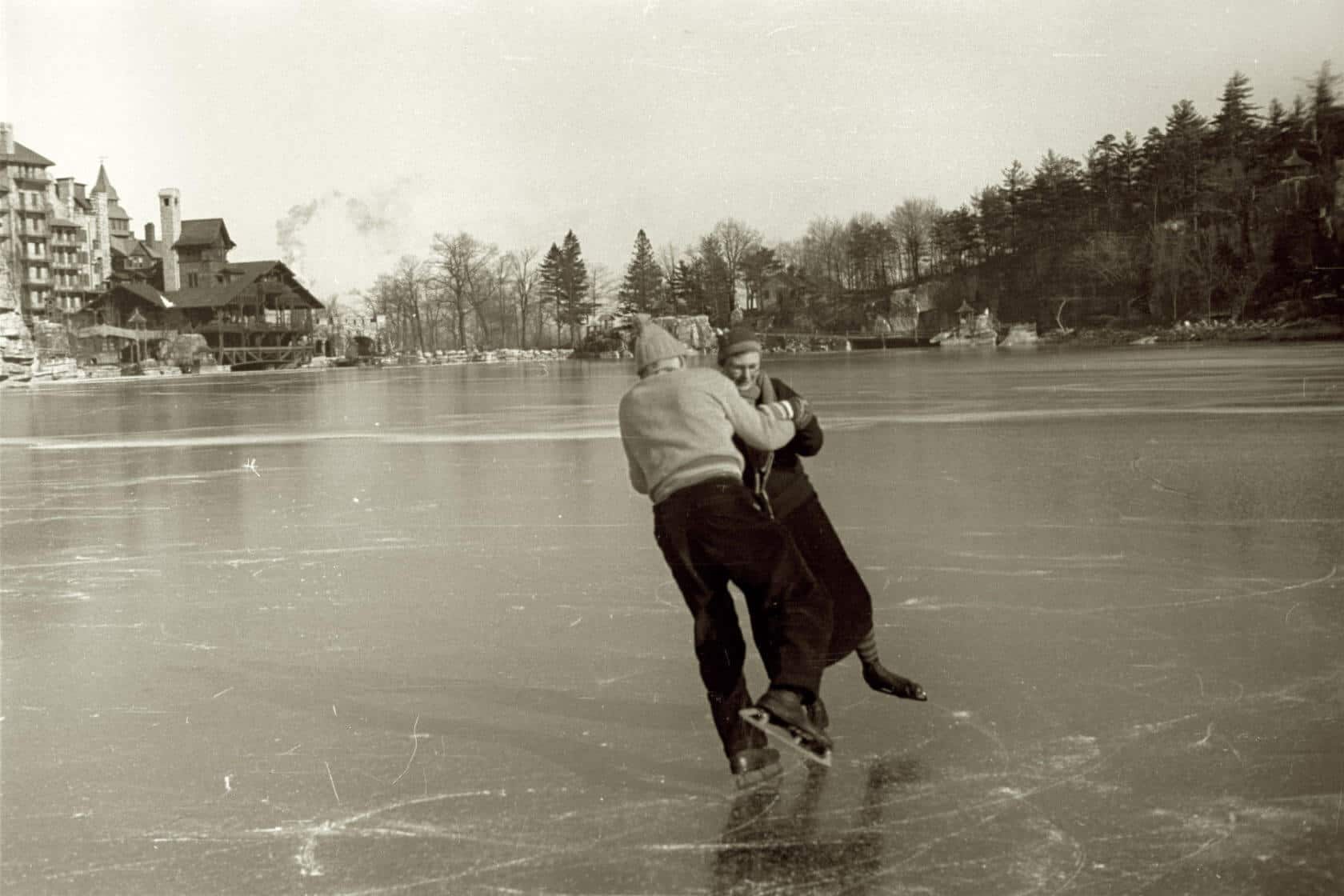 Keith and Anna Smiley Ice Skating on Lake Mohonk in 1935