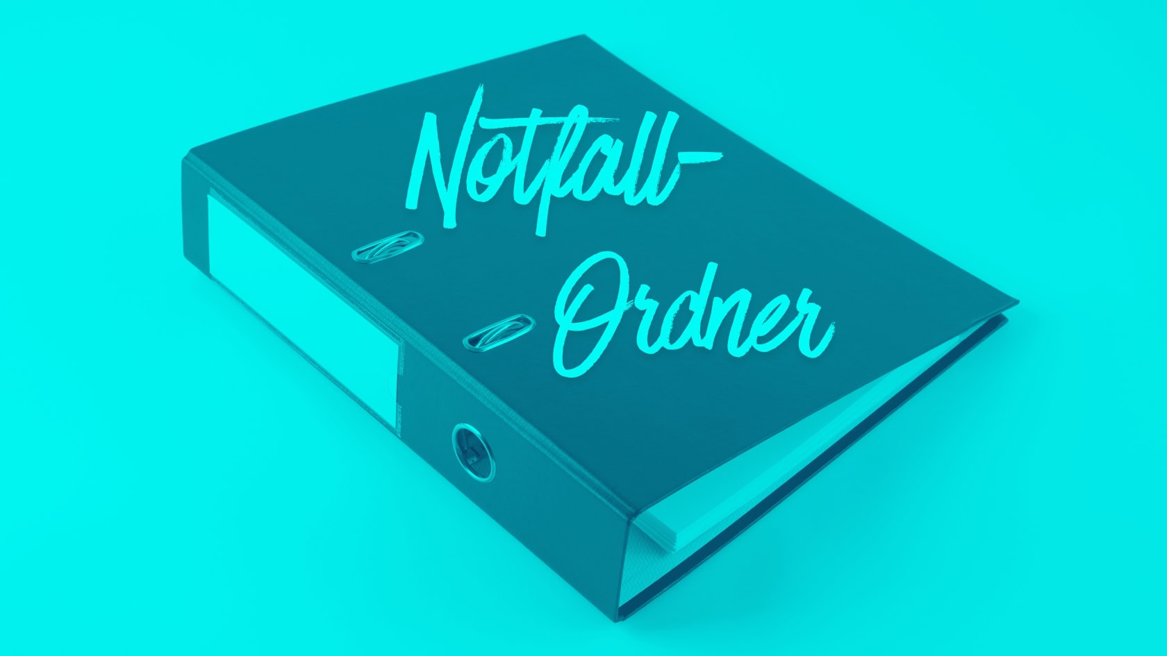 Roter Notfallordner mit digitaler Vorsorgevollmacht für die Familie auf einem Schreibtisch