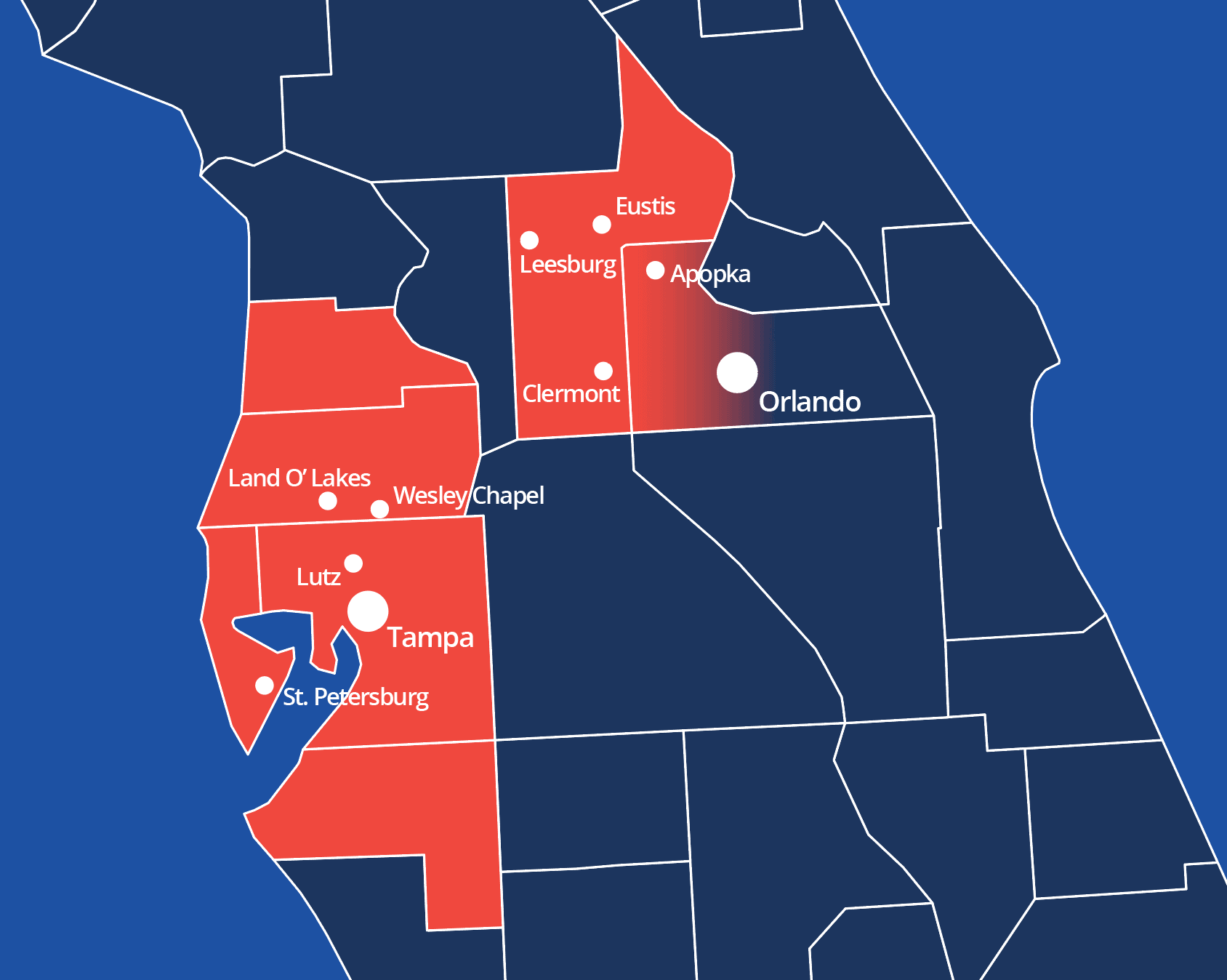 Expert Home Service coverage area map in Central Florida