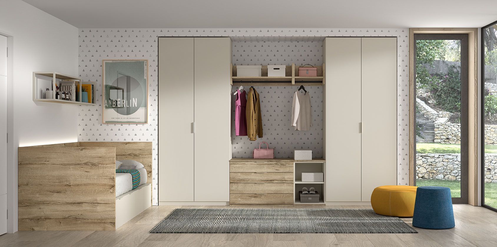 Diseño de dormitorio Juvenil cómoda