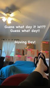 Moving Day preparations with packed boxes and relaxing living room scene at Soulstice Living.