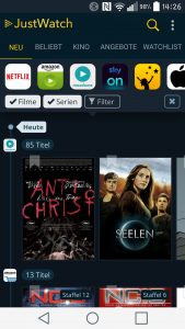 Die Rubrik "Neu" - wichtig für Leute, die auf bestimmte Filme warten
