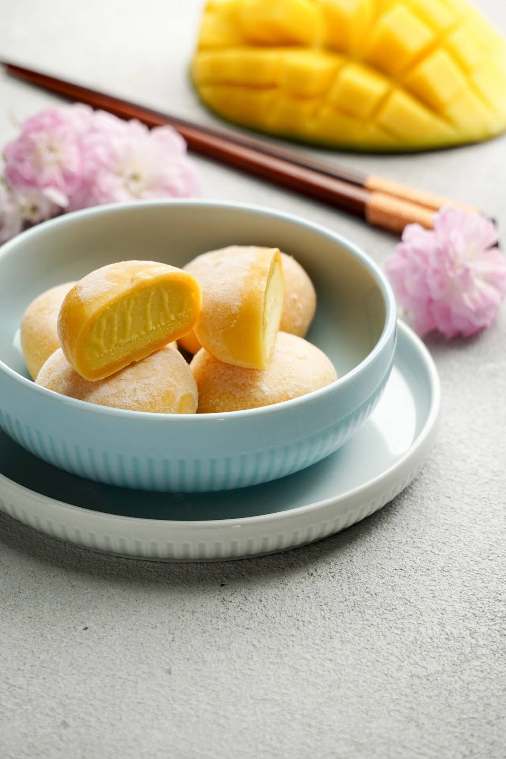 Mochi,ice,cream,with,mango,,traditional,japonese,rise,sweets