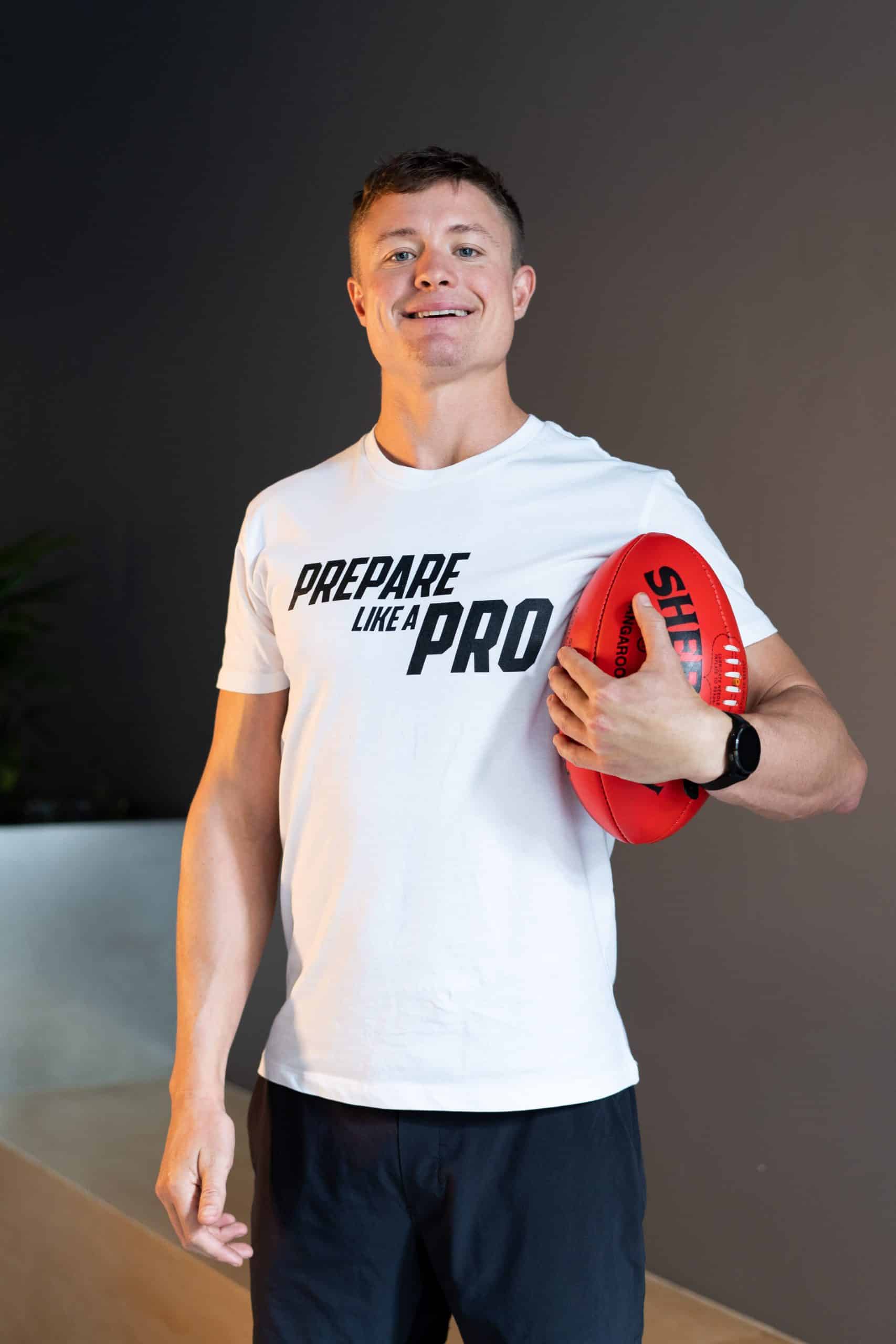 Image of Jack McLean, founder of Prepare Like a Pro, text overlay reads "Prepare Like a Pro" and "Australian Football."