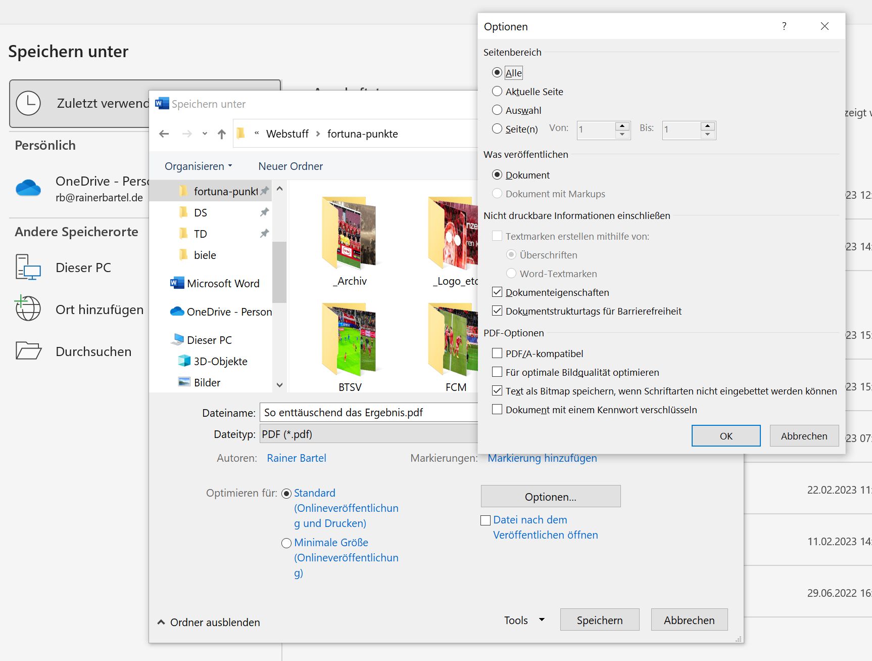 In Microsoft Word kann man Dateien direkt im PDF-Format speichern (Screenshot)
