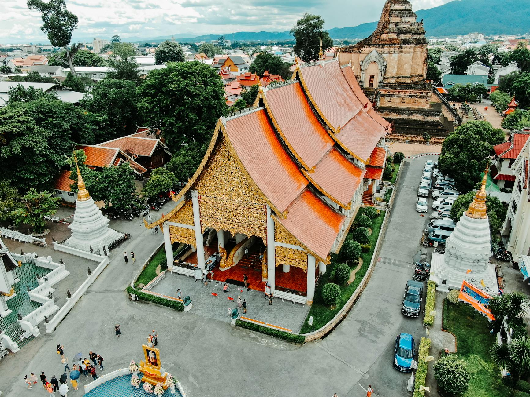 architectural design of an orange temple