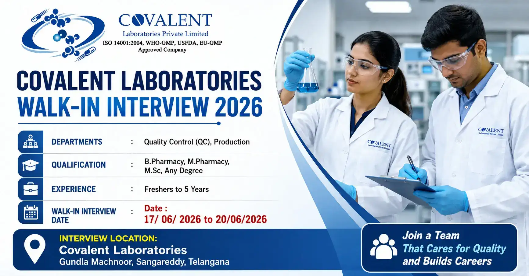 Covalent Laboratories Walk-In Interview 2026