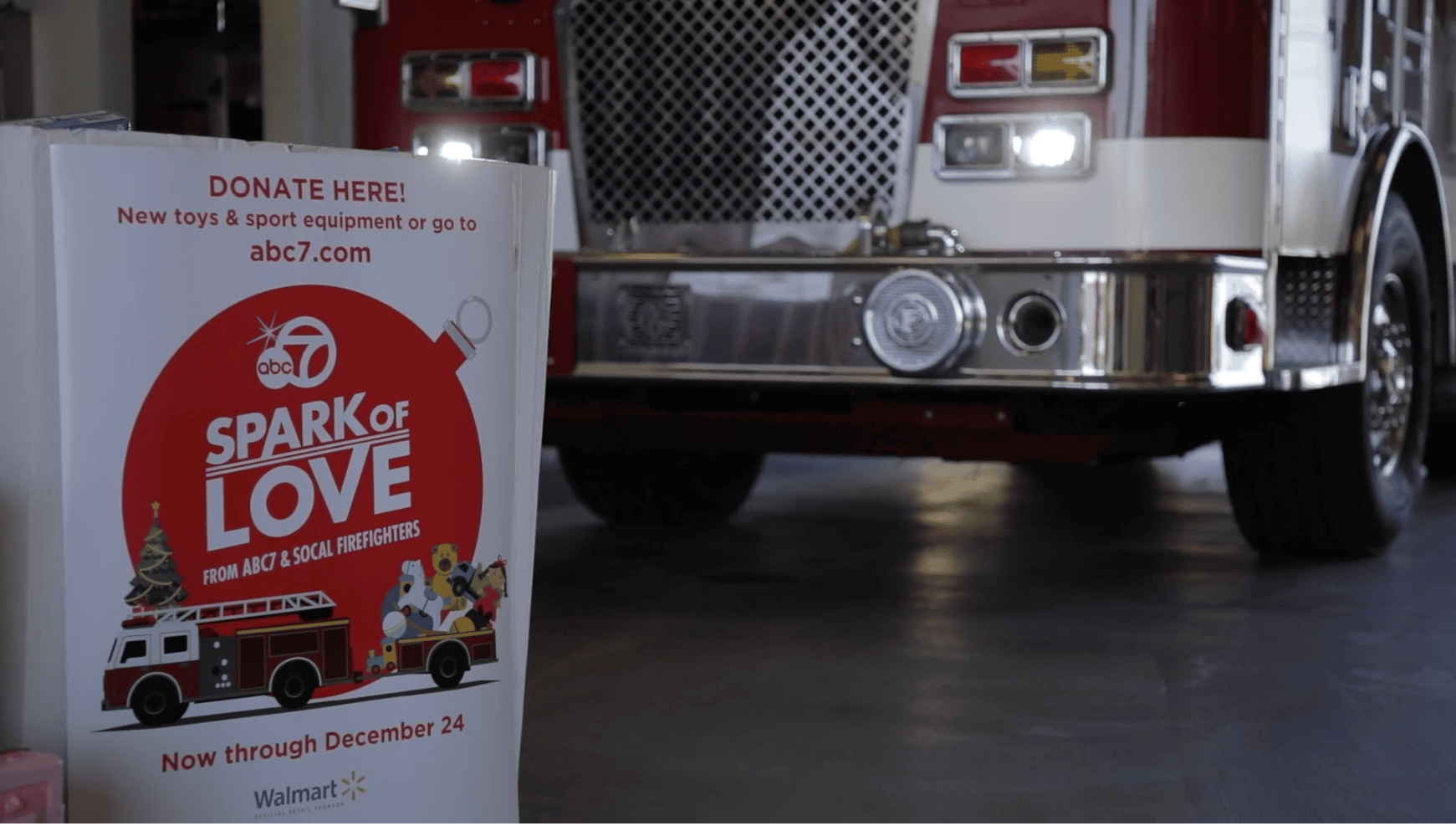 ABC 7 and San Bernardino County Fire collecting toys for Spark of Love toy drive