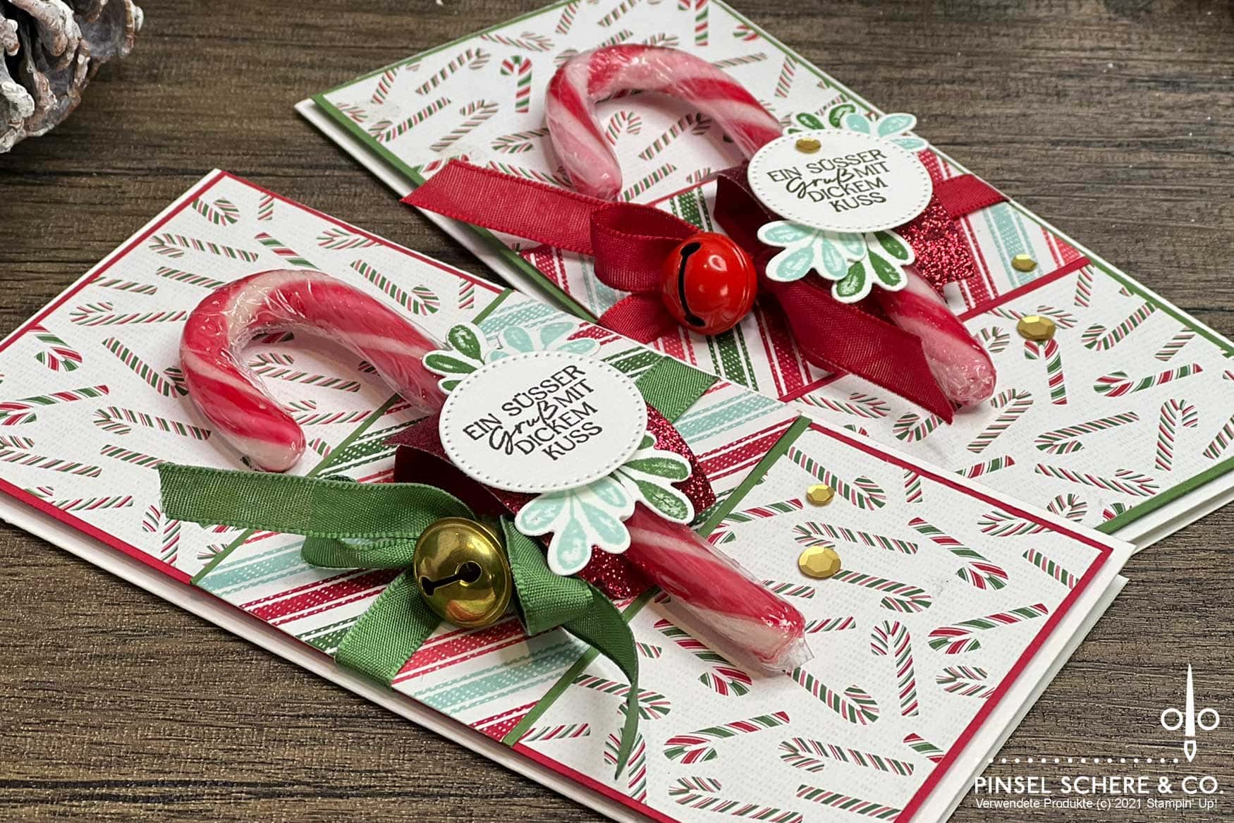 Weihnachtskarten Mit Zuckerstangen-Motiv – 15 Stück Sortiert In Geschenkbox