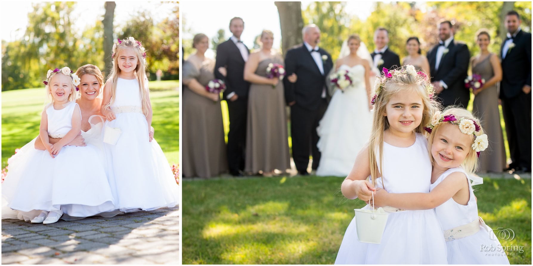 Flower Girls with flower headbands with bridal party, Albany Country Club Wedding photographers