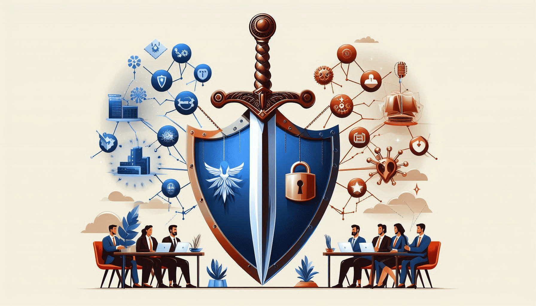 An image depicting the double-edge sword of outsourcing.