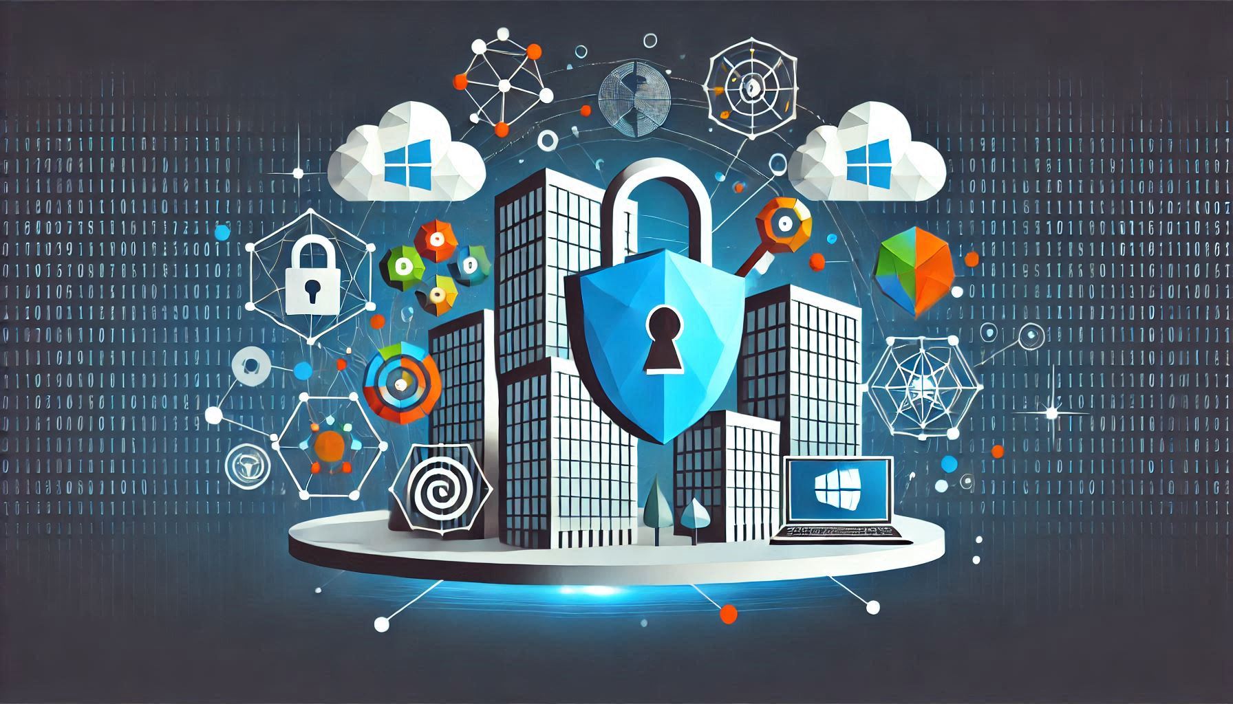 An image of building protected by a secure Microsoft Cloud.