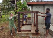 Satgas TMMD Pasang Rangka Tandon Air, Dukung Peningkatan Sanitasi Warga