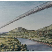 Quadro de Gisela Schinke que retrata a queda do Meteorito de Putinga