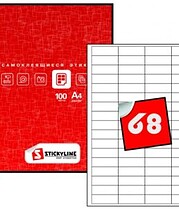 Этикетки на листах А4, Желтый, (48.5х16.9 мм), 500 листов, 68 наклеек на листе, облой: есть