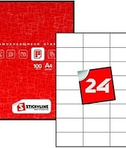 Этикетки на листах А4, Красный, (70х37 мм), 100 листов, облой: нет