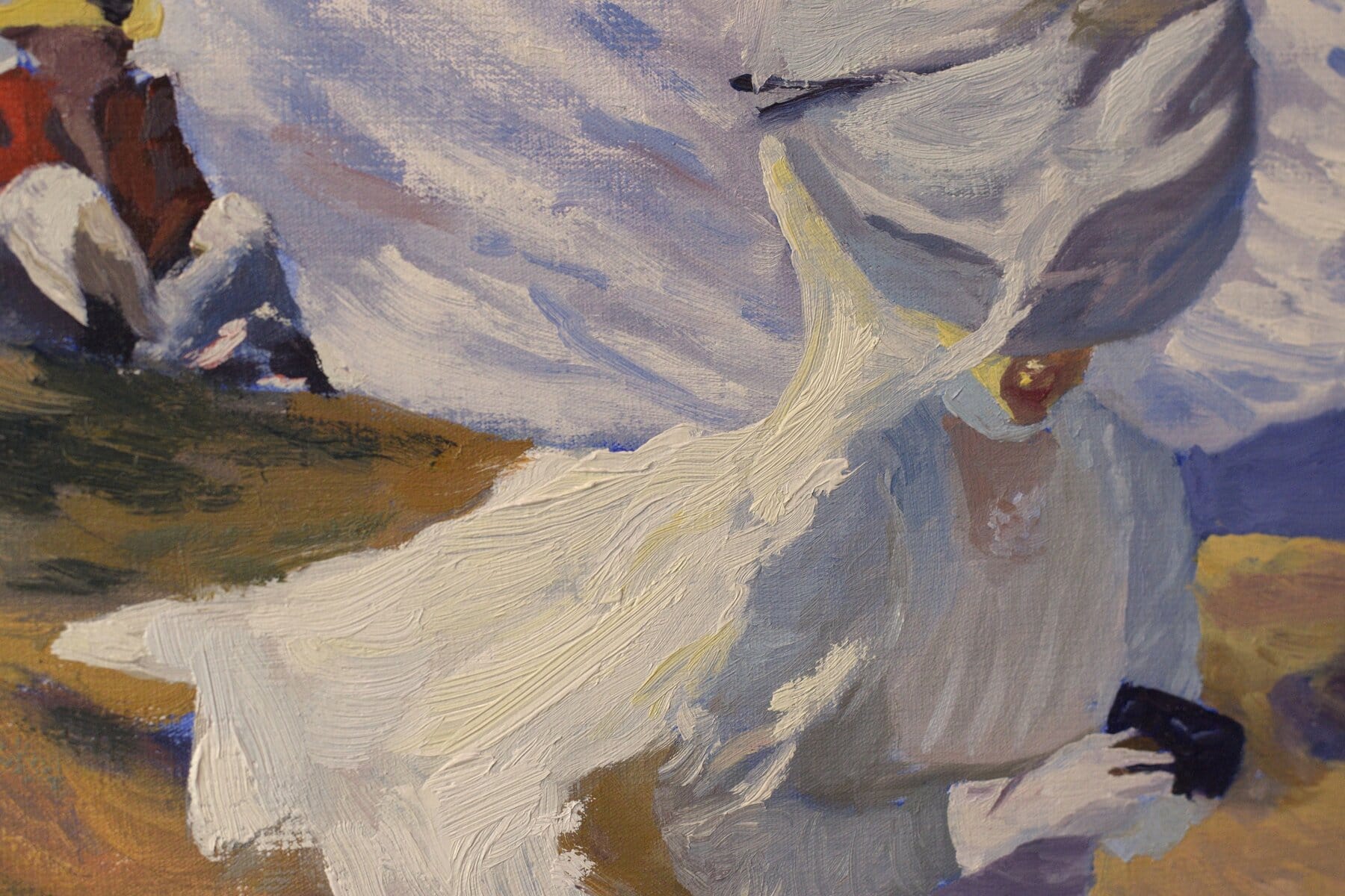White fabric brushwork detail from an oil painting study after Joaquín Sorolla