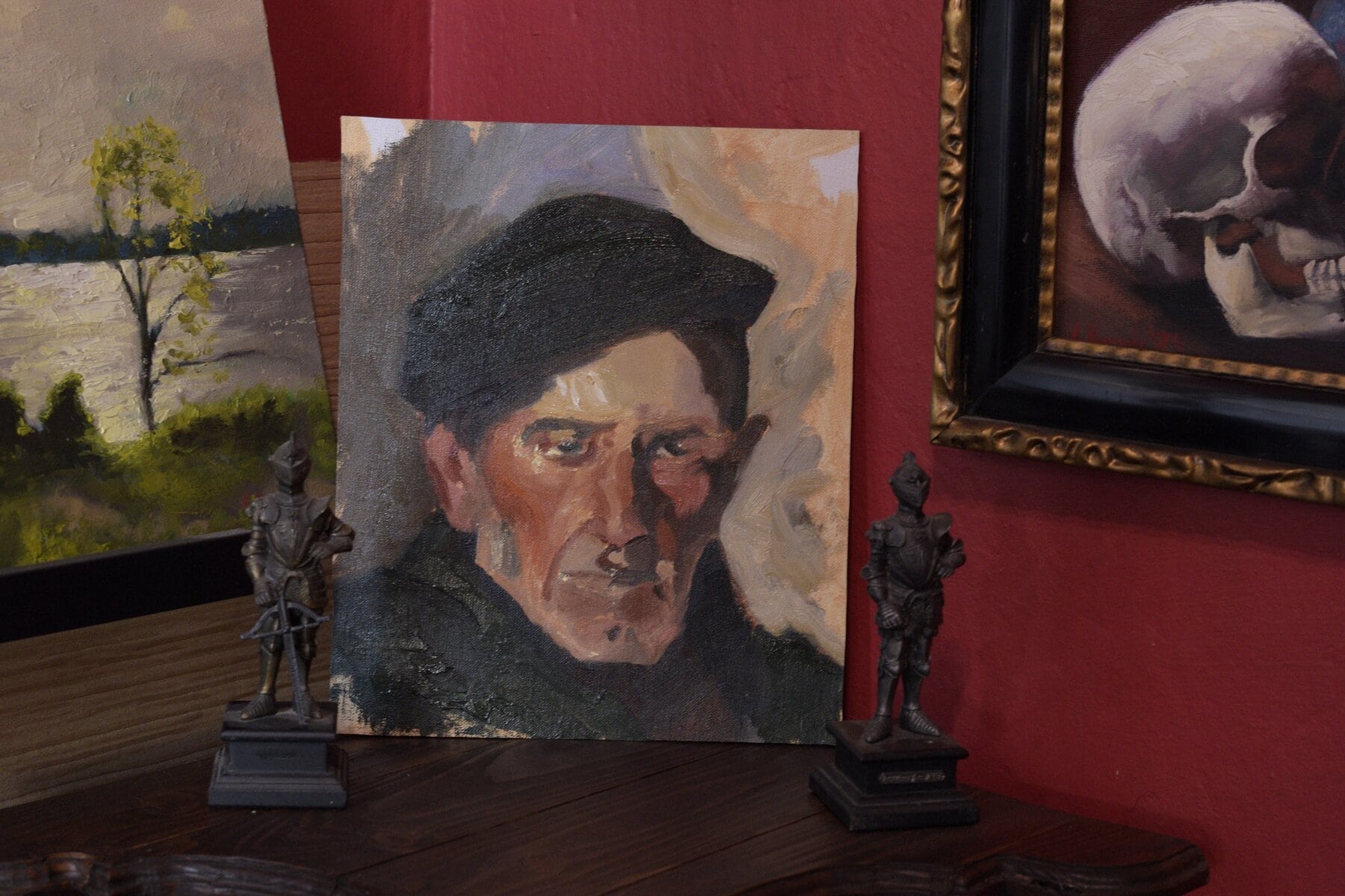 Bebedor Vasco master study displayed in Andrea Bocedi’s painting studio