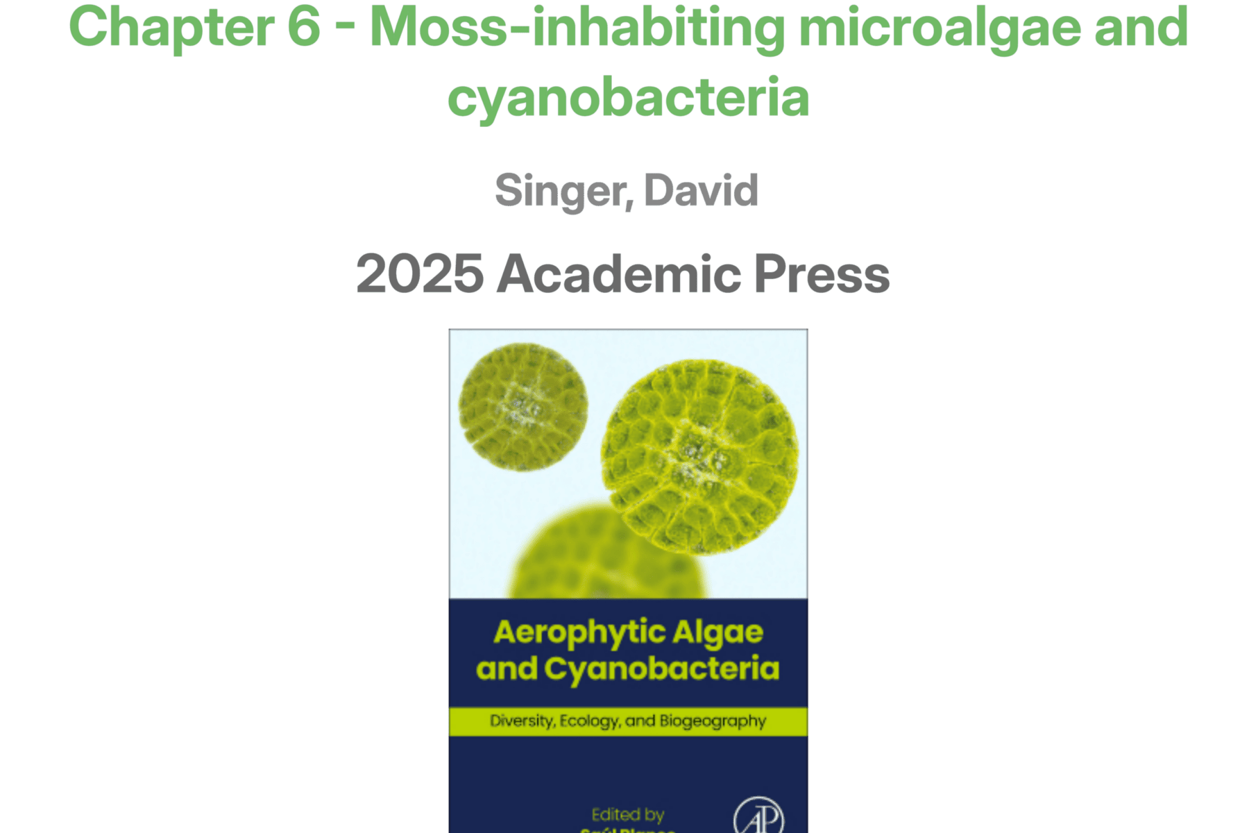 Moss-inhabiting microalgae and cyanobacteria, Singer 2026