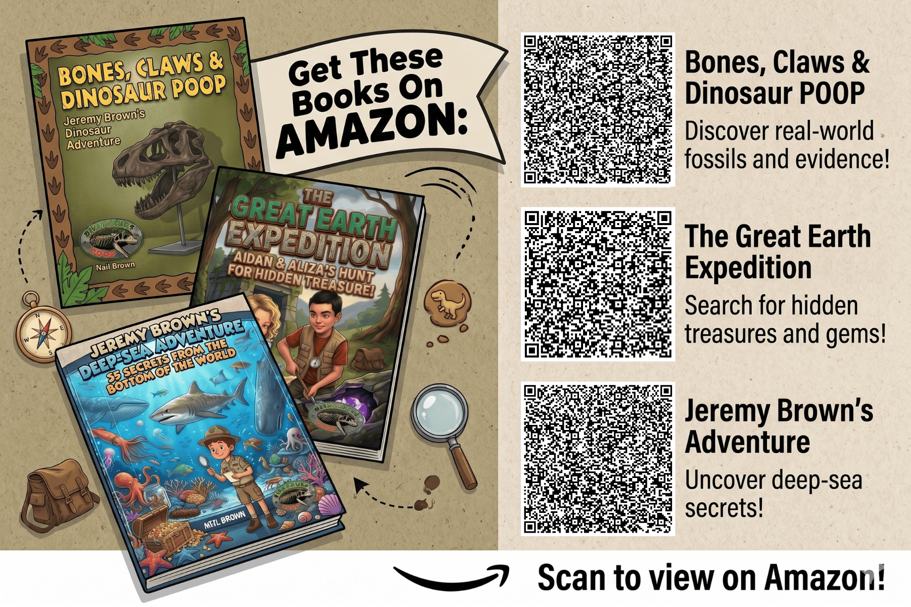 3 Books, Bones, Claws & Dinosaur Poop; Dep Sea Exploration & the Great Earth Expedition