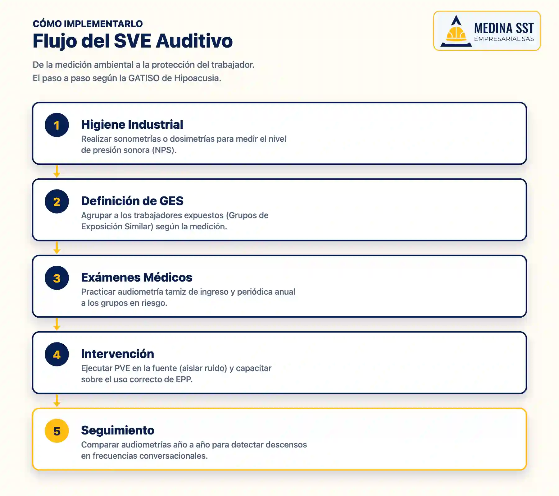 Flujo del SVE Auditivo Flujograma de implementación del SVE de conservación auditiva