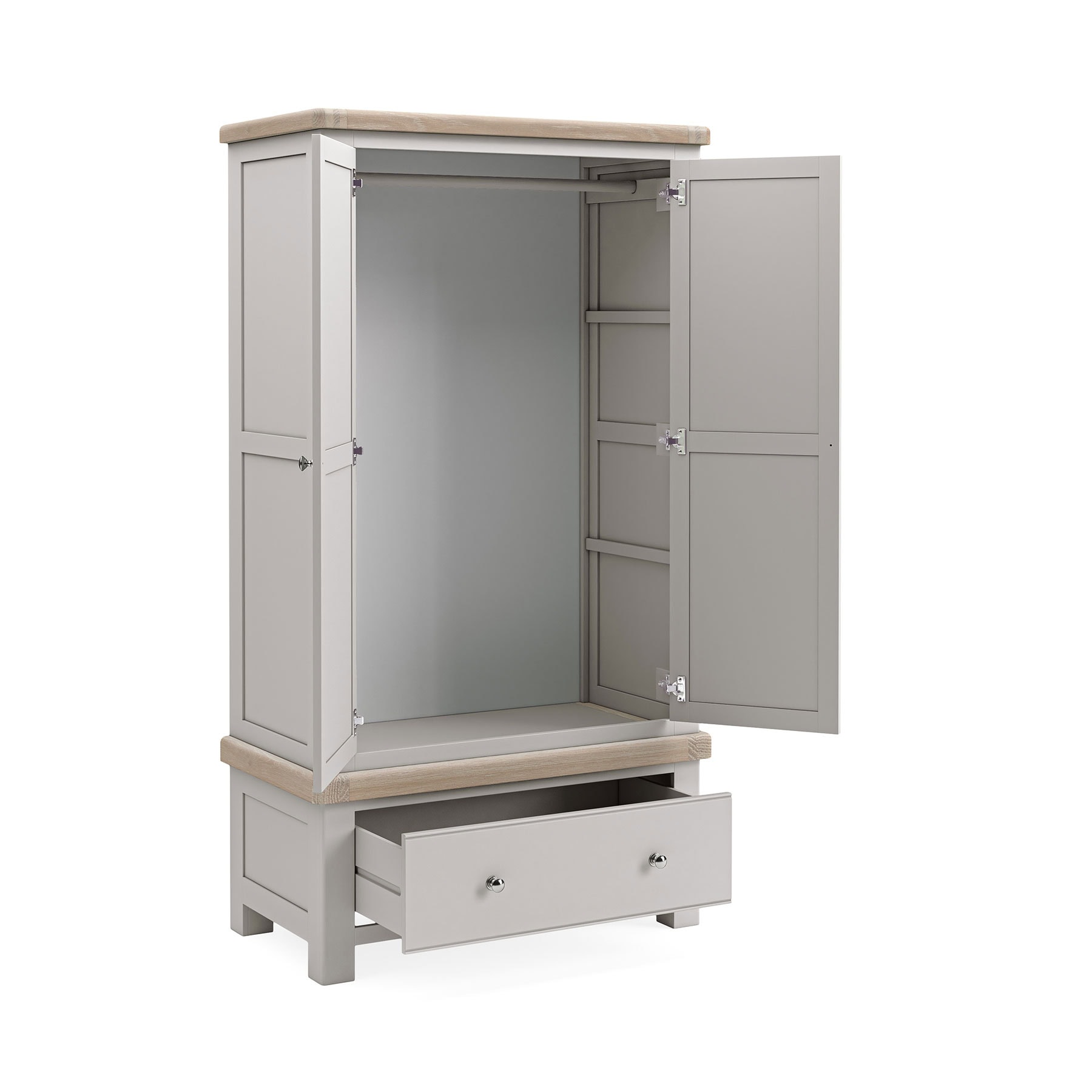 G8283 SALCOMBE GREY GENTS WARDROBE(CHROME HD) Open