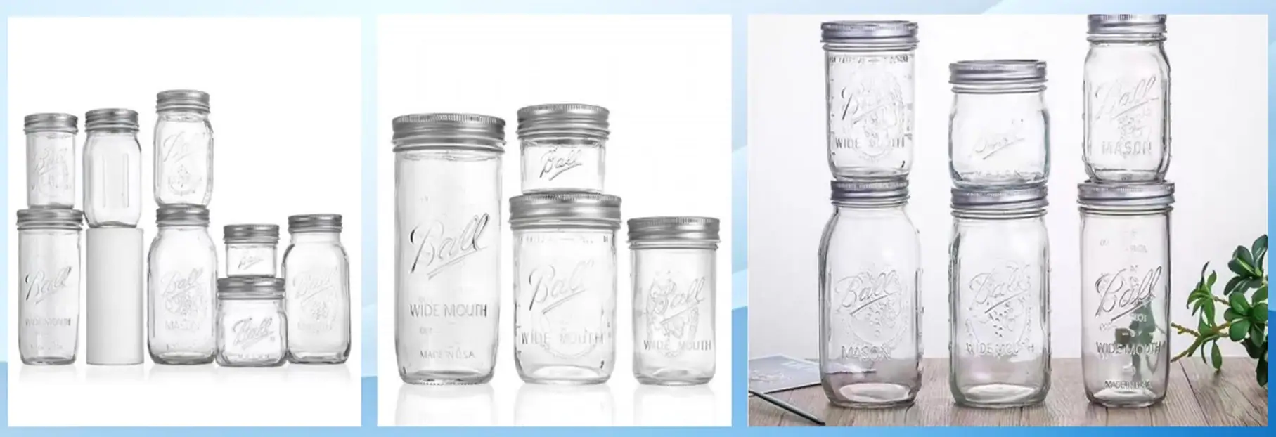 Mason-style glass jar similar to Ball brand designs, suitable for home canning, crafts and retail packaging