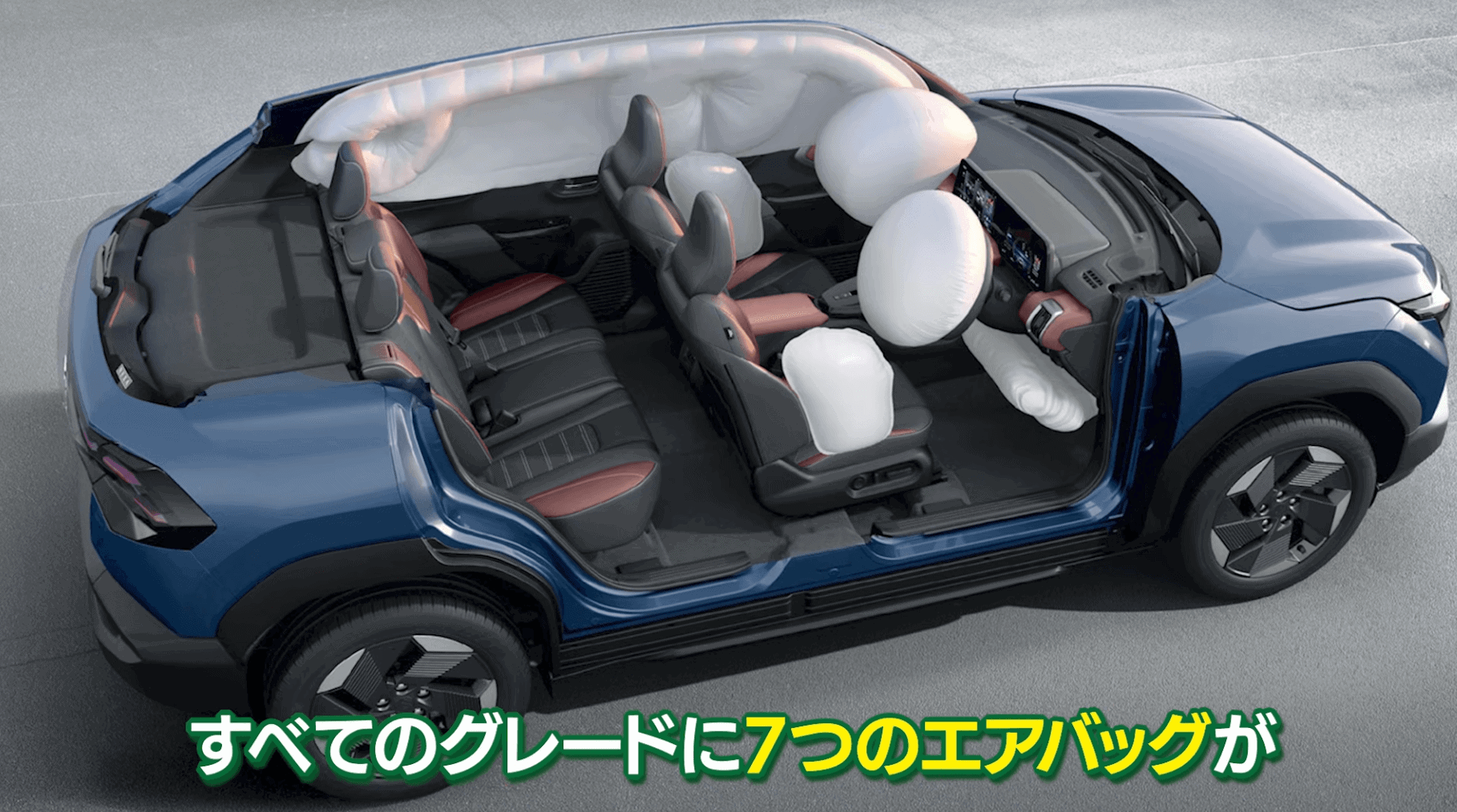 e-ビターラは、インド独自の安全評価基準で5つ星評価を獲得。すべてのグレードに7つのエアバッグが標準装備される予定。