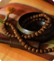 Japa mala used for meditation in 100 hour yoga teacher training Rishikesh