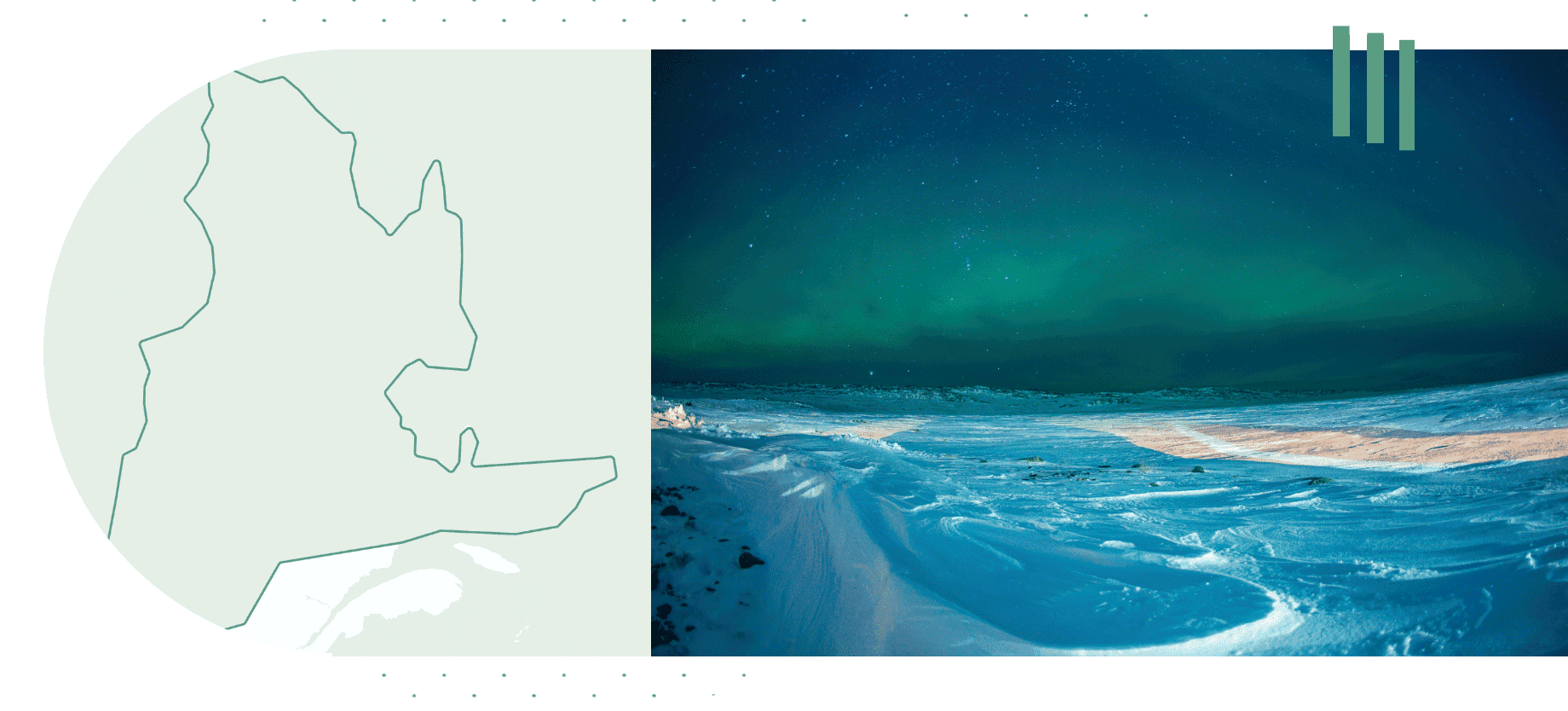 Régions nordiques du Québec Photo des régions nordiques du Québec avec une carte