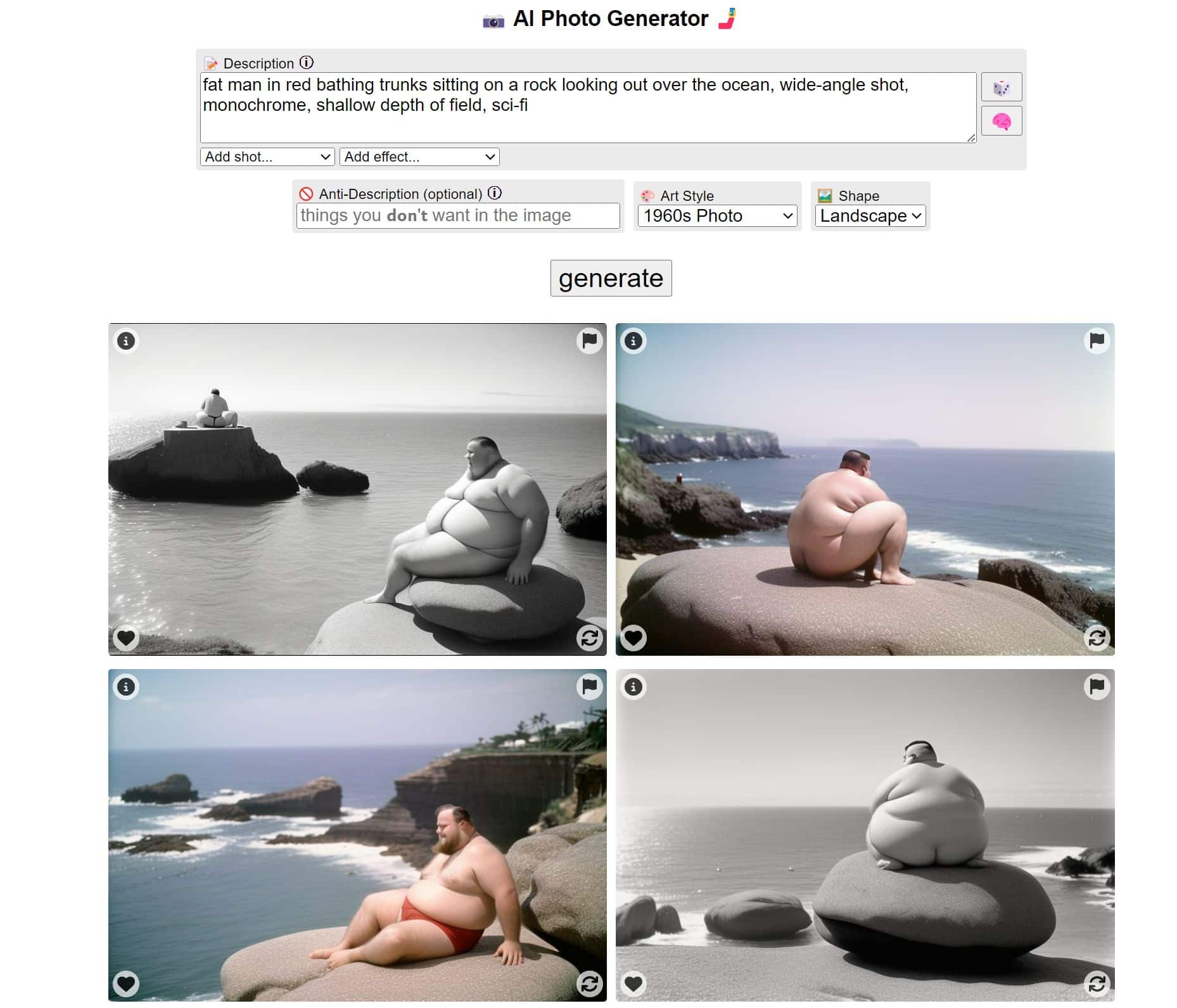 Der AI-Photo-Generator von Perchance hat die mit Abstand simpelste Oberfläche (Screenshot)