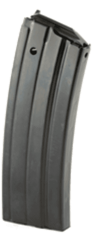 Curved metal firearm magazine with feed lips for a rifle (detachable magazine).