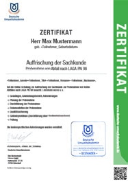 Zertifikat der LAGA PN 98 Auffrischungsschulung