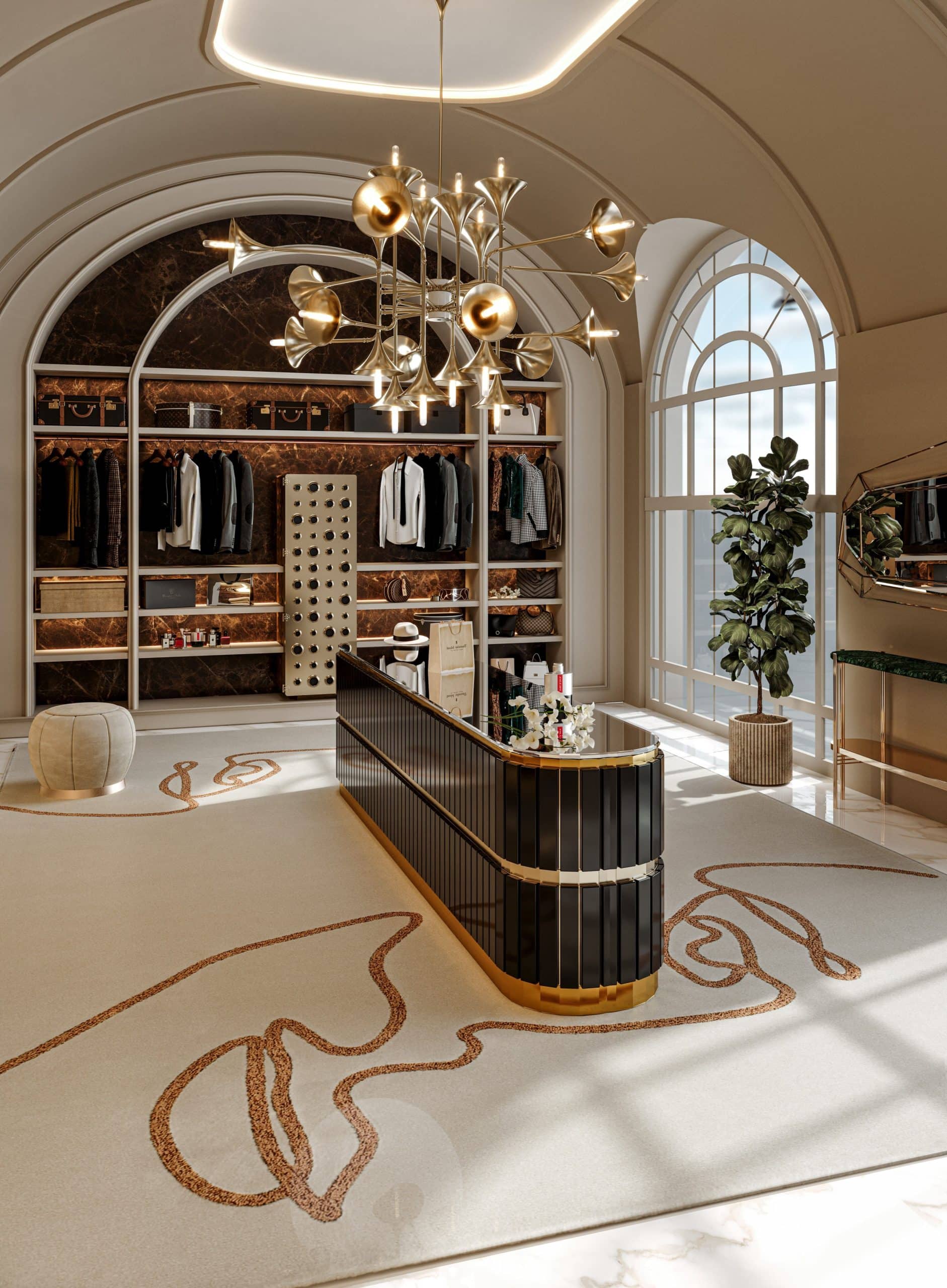 mid-century-modern-closet-with-a-suspension-lighting-piece-and-a-contemporary-sideboard-scaled mid-century-modern-closet-with-a-suspension-lighting-piece-and-a-contemporary-sideboard-scaled mid-century modern closet with a suspension lighting piece and a contemporary sideboard mid-century modern How to Mix Mid-Century Modern with Contemporary Decor mid century modern closet with a suspension lighting piece and a contemporary sideboard scaled