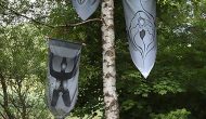 Global Vulva Flags in der Ausstellung 'Yesterday - Tomorrow', Kulturort Weiertal, Winterthur, CH, 2014.