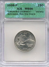 "SMOKING CHIMNEY" 2006-P Nebraska ICG MS66