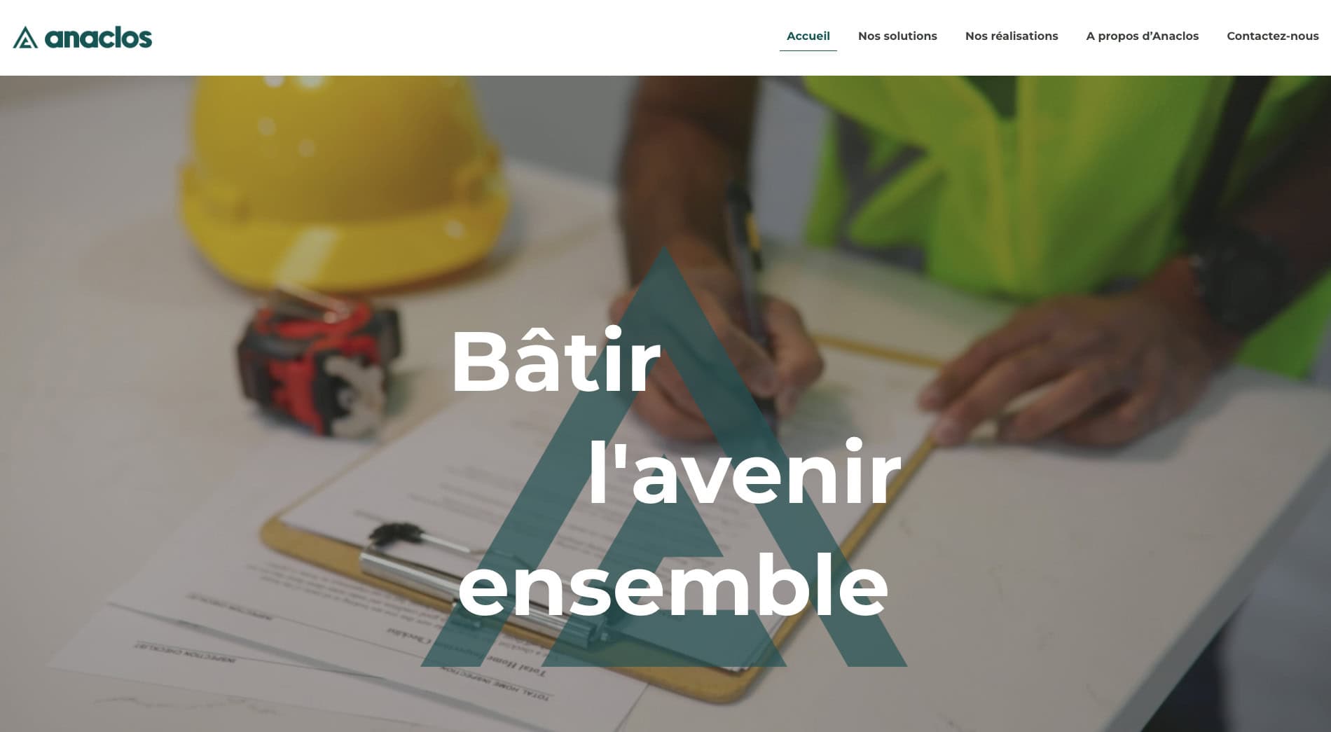 Site anaclos immersif visuellement BTP